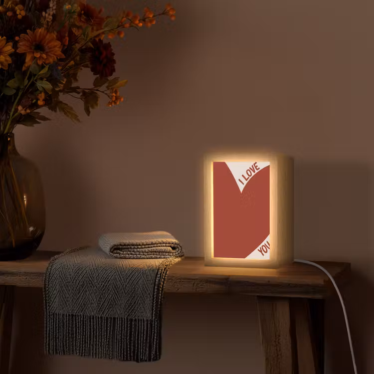Loveyou - Rood - Hart Light Box met kabel (Tafellamp) klein -sfeer4