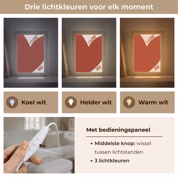 Loveyou - Rood - Hart Light Box met kabel (Tafellamp) klein -USP_lichtkleurNL