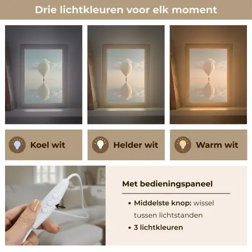 Luchtballon - Wolken - Water - Blauw Light Box met kabel (Tafellamp) klein -USP_lichtkleurNL