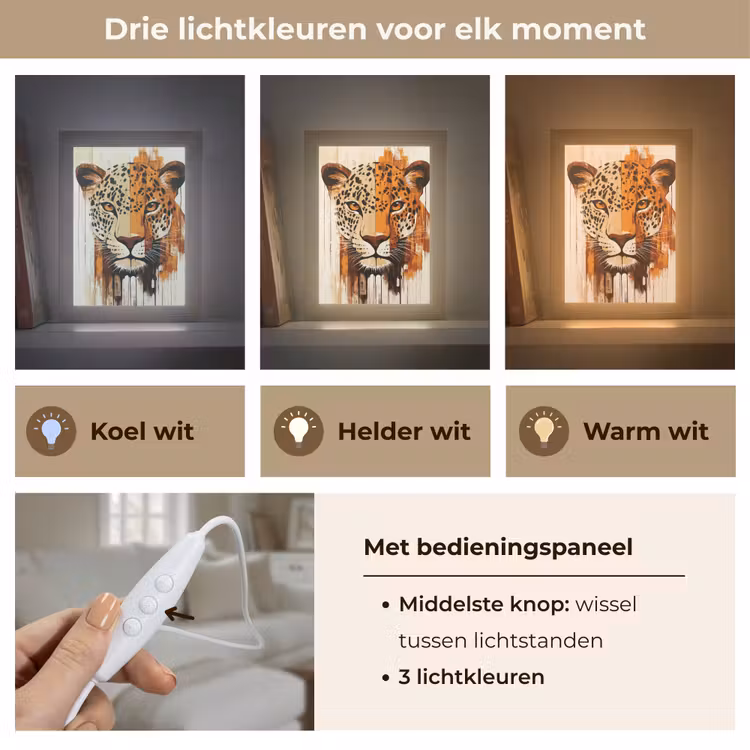 Luipaard - Symmetrisch - Strepen Light Box met kabel (Tafellamp) klein -USP_lichtkleurNL