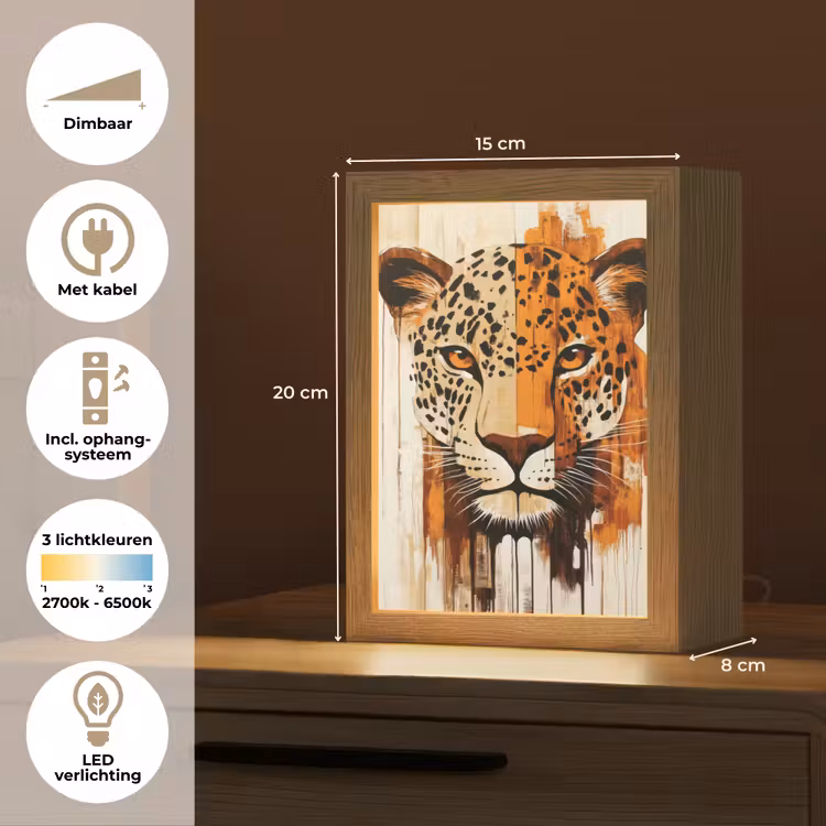 Luipaard - Symmetrisch - Strepen Light Box met kabel (Tafellamp) klein -USP_NL