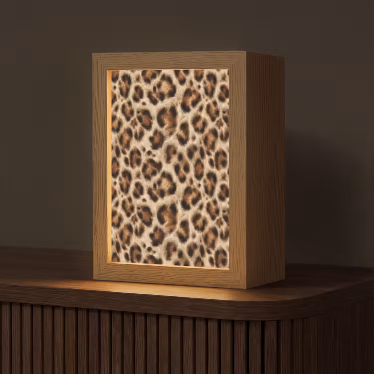 Luipaard - Vacht - Bruin Light Box met kabel (Tafellamp) klein 925 -z3d_website