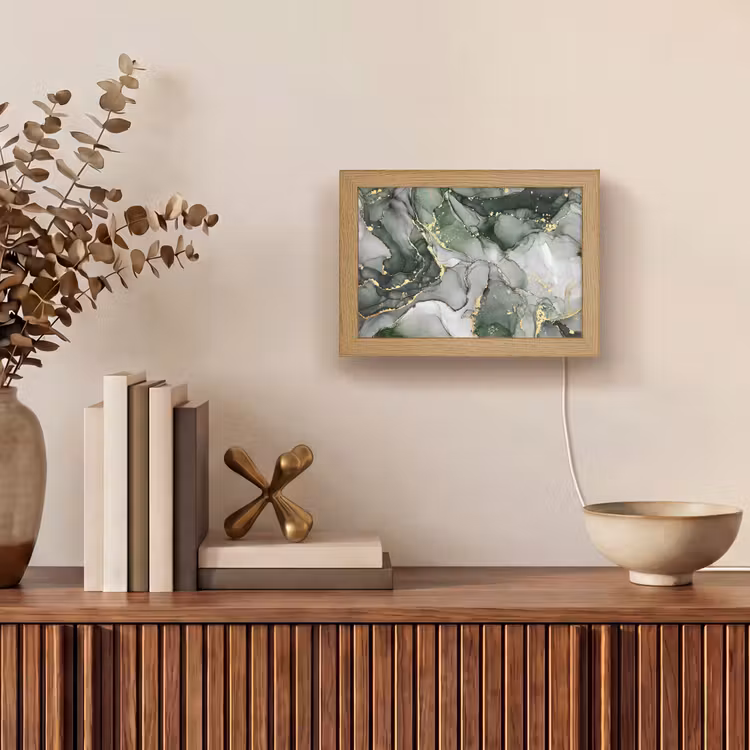 Luxe - Marmer - Groen Light Box met kabel (Tafellamp) klein -sfeer2