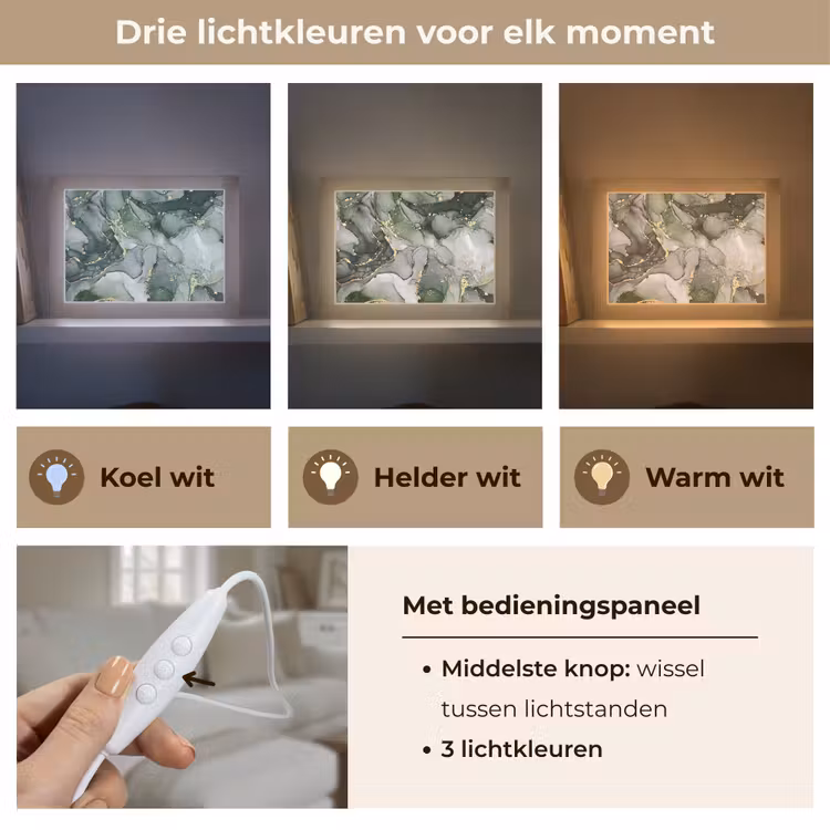 Luxe - Marmer - Groen Light Box met kabel (Tafellamp) klein -USP_lichtkleurNL
