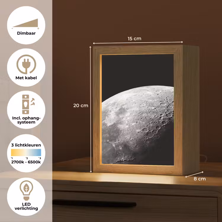 Tafellamp - Maan - Kraters - Ruimte - Maan - Kraters - Ruimte Light Box met kabel (Tafellamp) klein