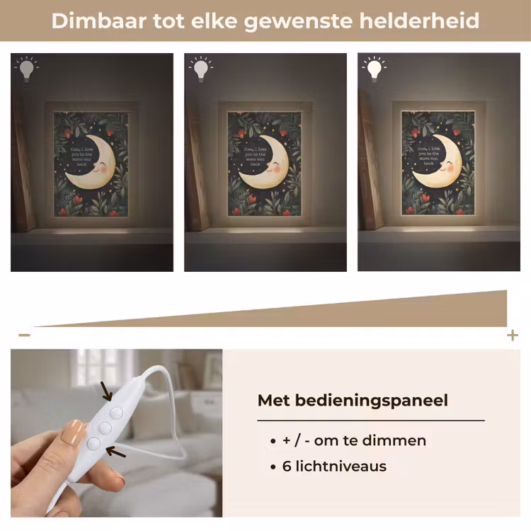 Maan - Quote - Bloemen - Sterren Light Box met kabel (Tafellamp) klein -USP_dimbaarNL
