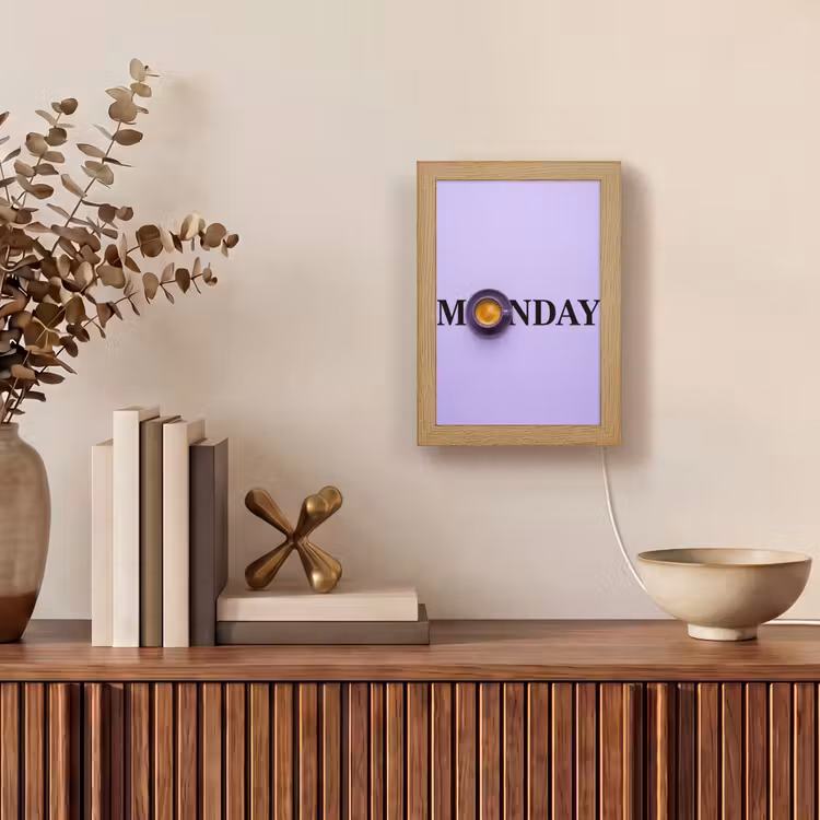 Maandag - Mok - Koffie - Paars Light Box met kabel (Tafellamp) klein -sfeer2