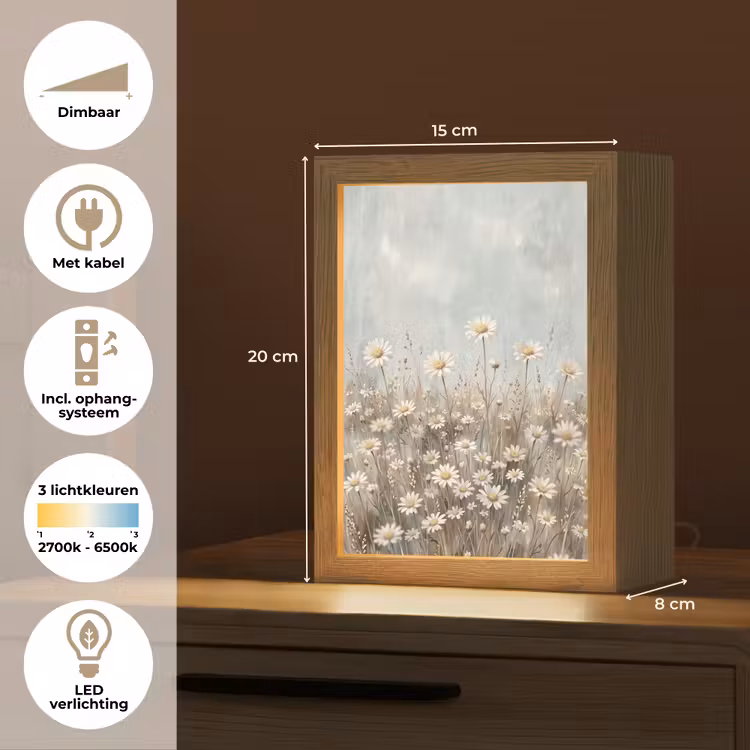 Madelief - Illustratie - Wit Light Box met kabel (Tafellamp) klein -USP_NL