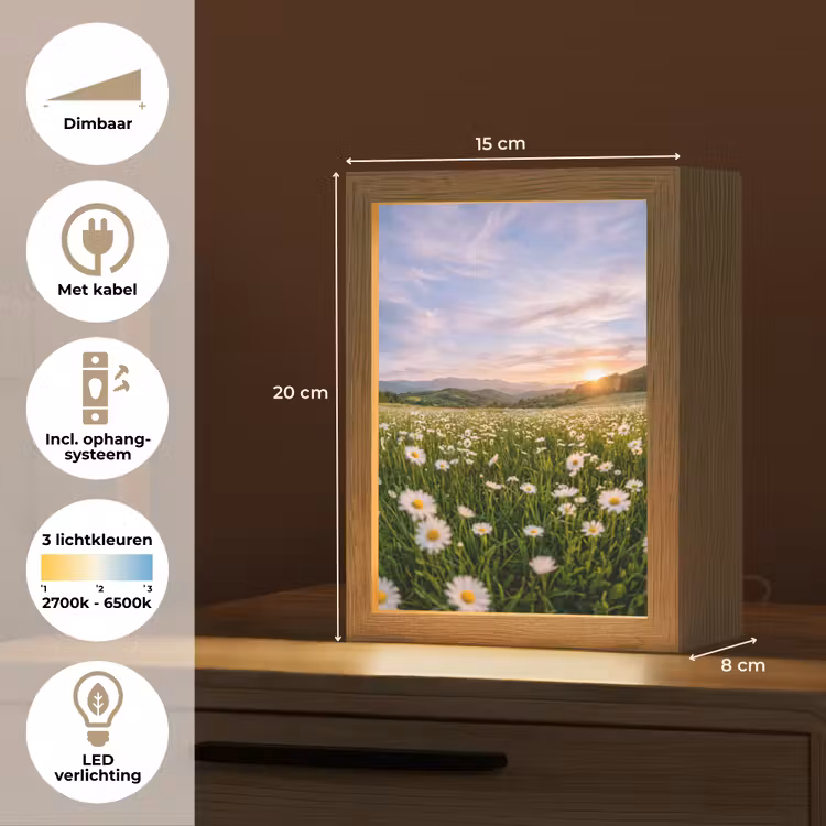 Madelief - Veld - Heuvels - Groen Light Box met kabel (Tafellamp) klein -USP_NL