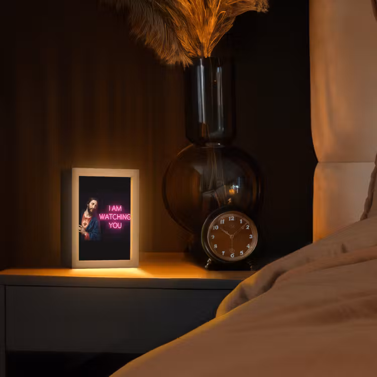 Man - Tekst - Neon Light Box met kabel (Tafellamp) klein -sfeer1
