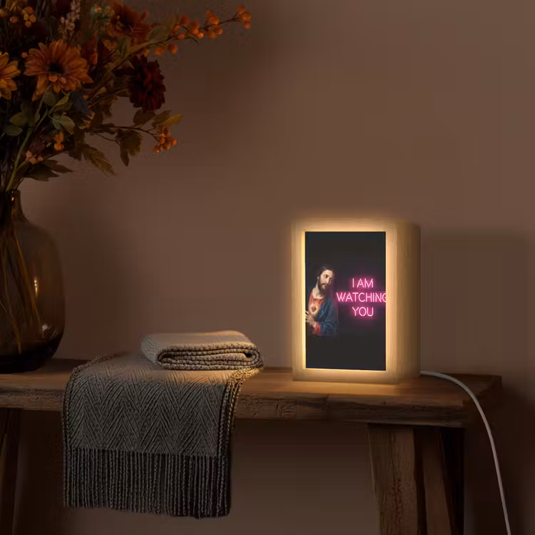 Man - Tekst - Neon Light Box met kabel (Tafellamp) klein -sfeer4