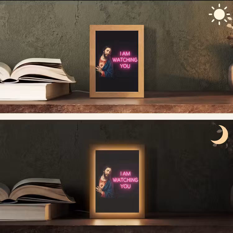Man - Tekst - Neon Light Box met kabel (Tafellamp) klein -sfeer3