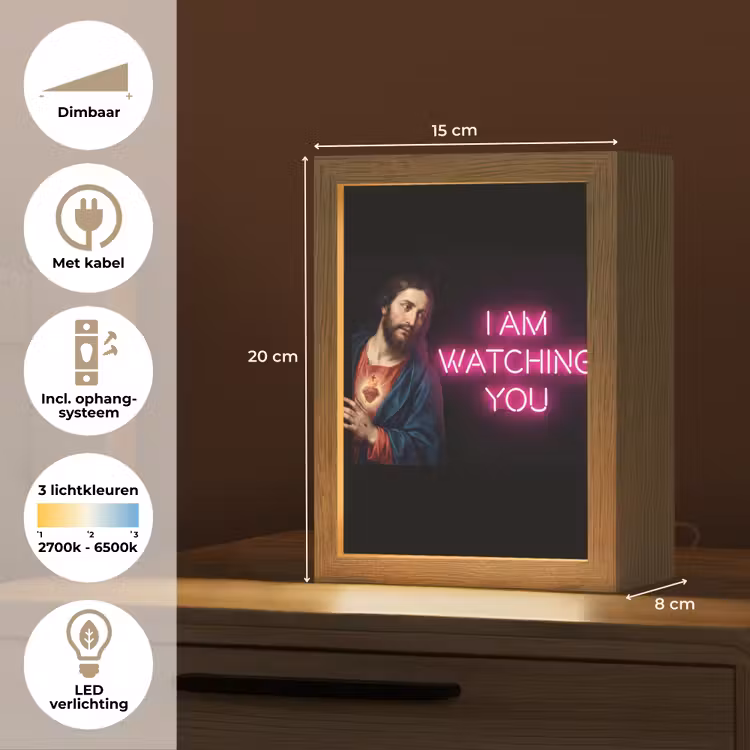 Man - Tekst - Neon Light Box met kabel (Tafellamp) klein -USP_NL