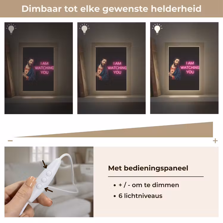 Man - Tekst - Neon Light Box met kabel (Tafellamp) klein -USP_dimbaarNL