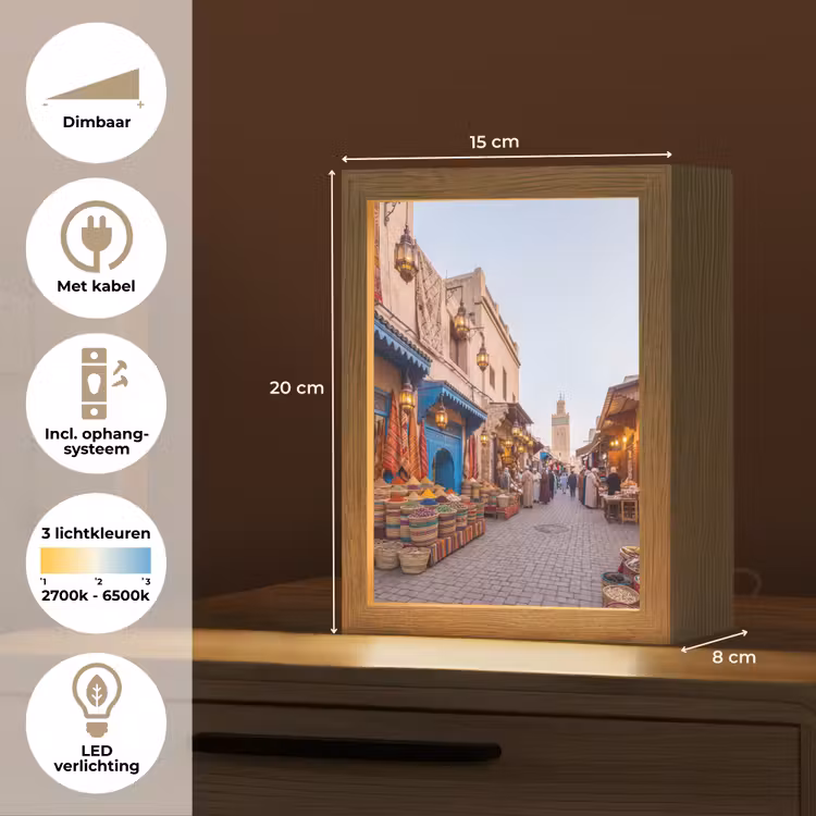 Tafellamp - Markt - Oosters - Kleurrijk - Markt - Oosters - Kleurrijk Light Box met kabel (Tafellamp) klein