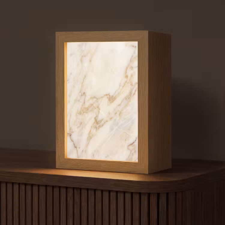 Marmer - Ader - Abstract - Wit - Goud Light Box met kabel (Tafellamp) klein -z3d_website