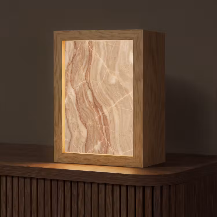 Marmer - Ader - Natuur - Abstract - Beige Light Box met kabel (Tafellamp) klein -z3d_website