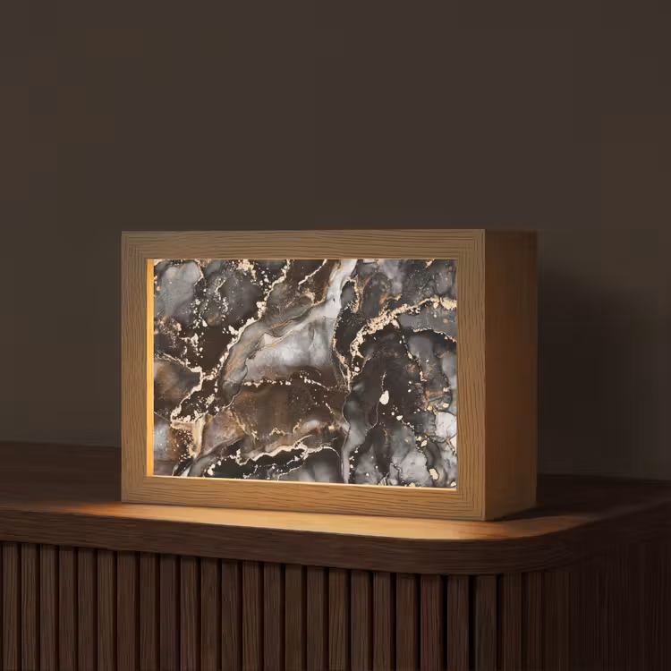 Marmer - Goud - Glitter - Luxe Light Box met kabel (Tafellamp) klein -z3d_website