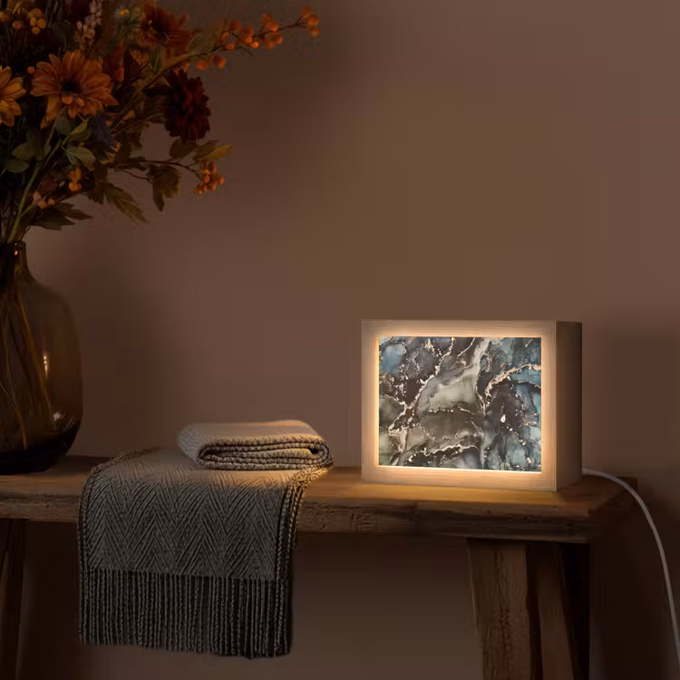 Marmer - Goud - Groen Light Box met kabel (Tafellamp) klein -sfeer4