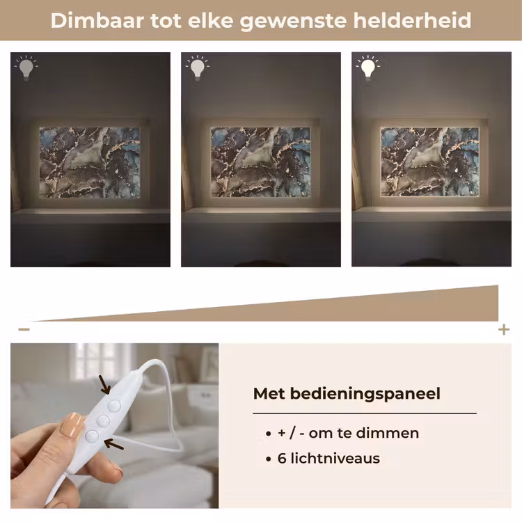 Marmer - Goud - Groen Light Box met kabel (Tafellamp) klein -USP_dimbaarNL