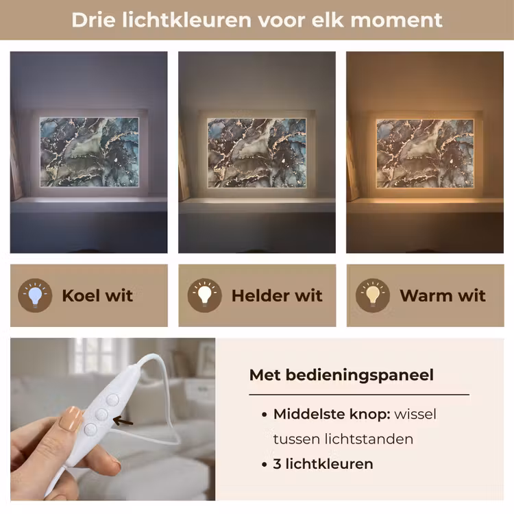 Marmer - Goud - Groen Light Box met kabel (Tafellamp) klein -USP_lichtkleurNL