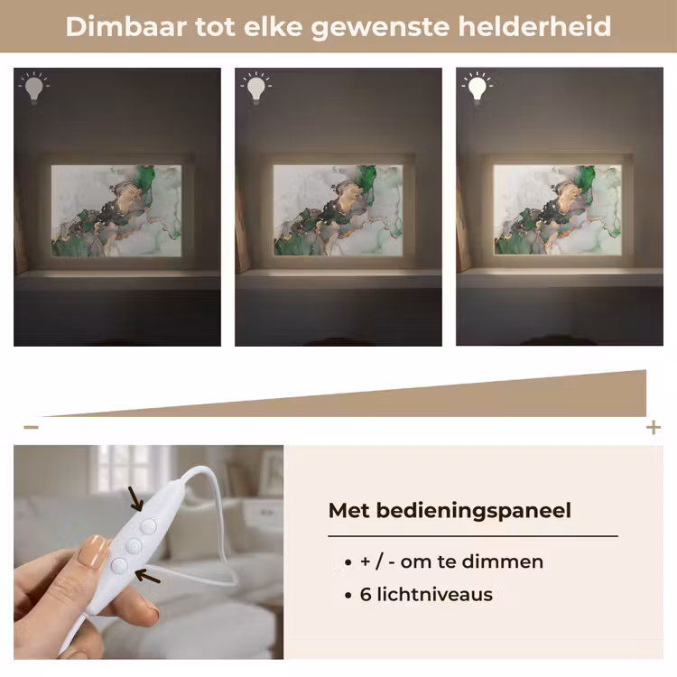 Marmer - Goud - Groen - Luxe Light Box met kabel (Tafellamp) klein -USP_dimbaarNL