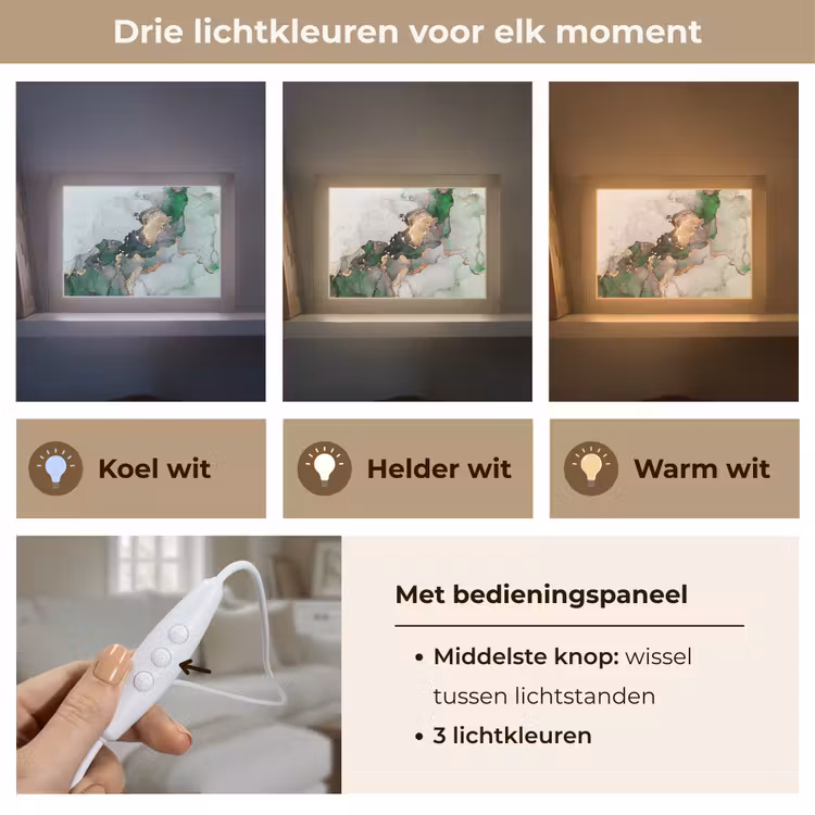 Marmer - Goud - Groen - Luxe Light Box met kabel (Tafellamp) klein -USP_lichtkleurNL