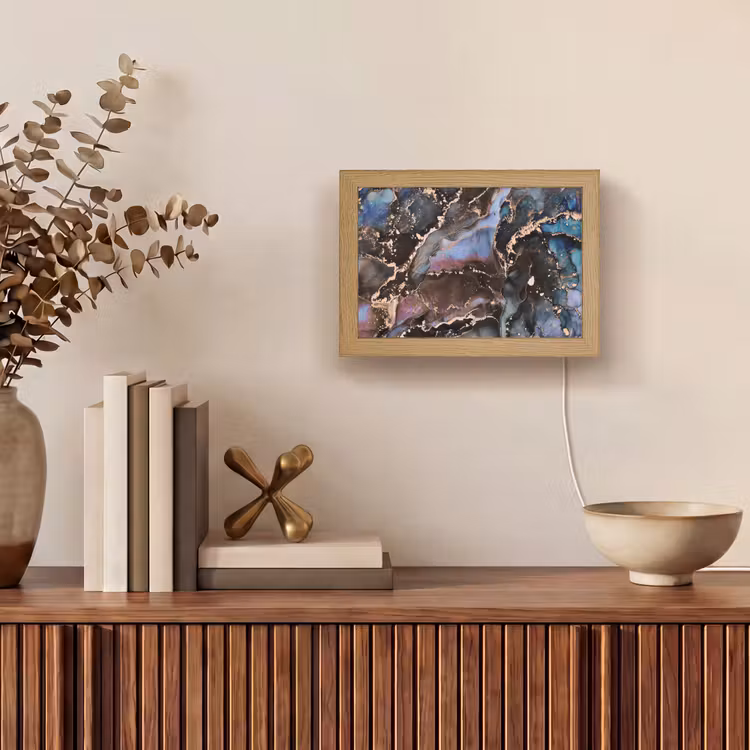 Marmer - Goud - Rosé Light Box met kabel (Tafellamp) klein -sfeer2