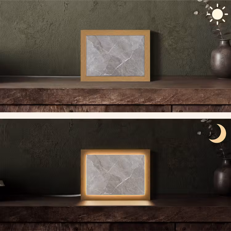Marmer - Grijs Light Box met kabel (Tafellamp) klein -sfeer3