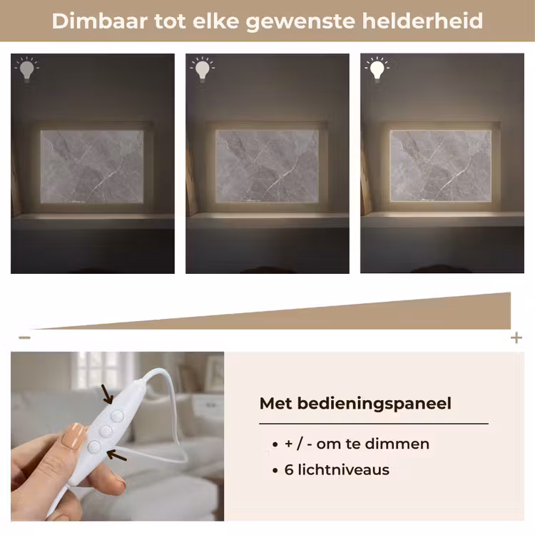 Marmer - Grijs Light Box met kabel (Tafellamp) klein -USP_dimbaarNL