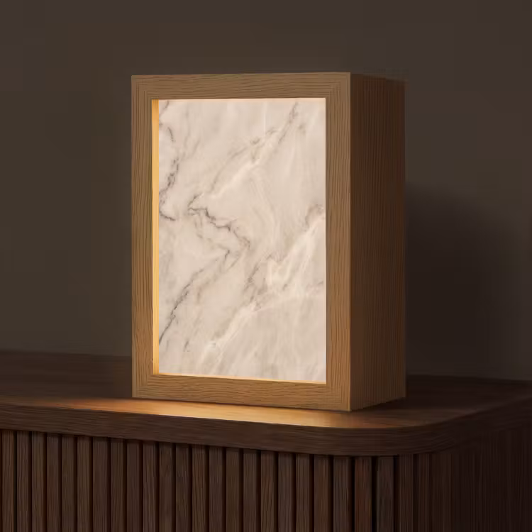 Marmer - Patroon - Abstract - Modern - Beige Light Box met kabel (Tafellamp) klein -z3d_website