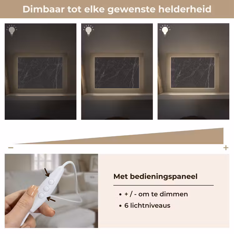 Marmer - Zwart Light Box met kabel (Tafellamp) klein -USP_dimbaarNL