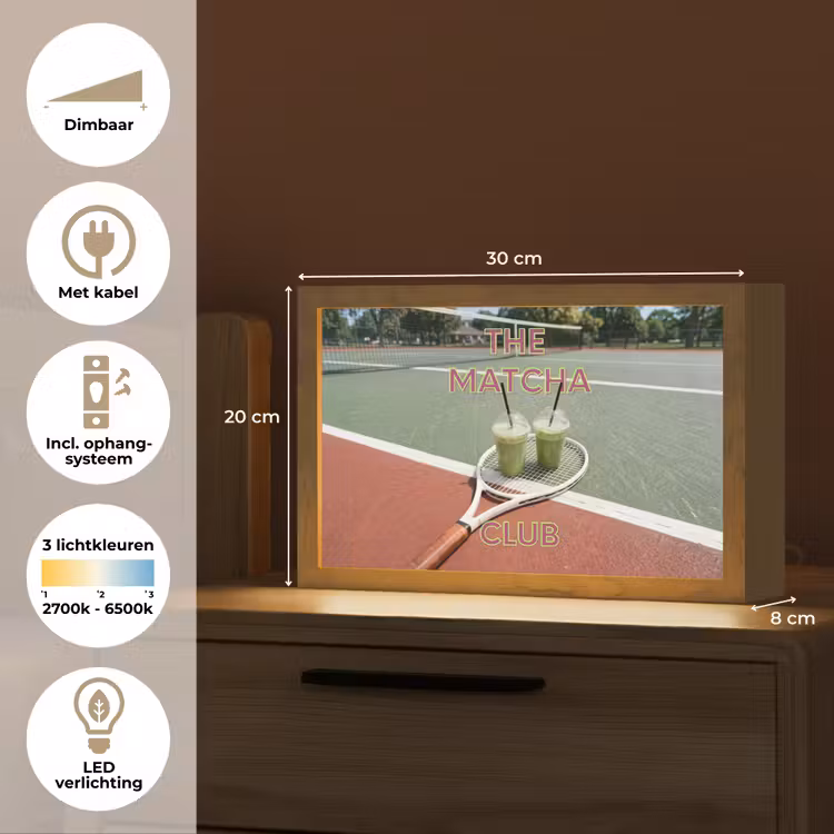 Matcha Club - Tennis - Matcha Light Box met kabel (Tafellamp) klein -USP_NL