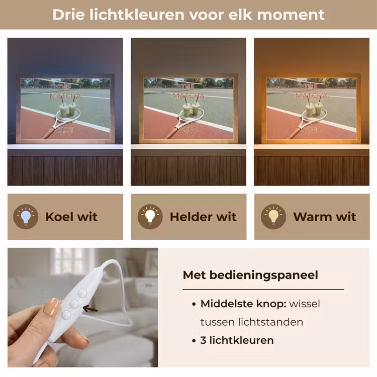 Matcha Club - Tennis - Matcha Light Box met kabel (Tafellamp) klein -USP_lichtkleurNL