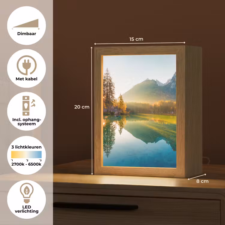 Meer - Bos - Bergen - Natuur - Zon - Landschap Light Box met kabel (Tafellamp) klein -USP_NL