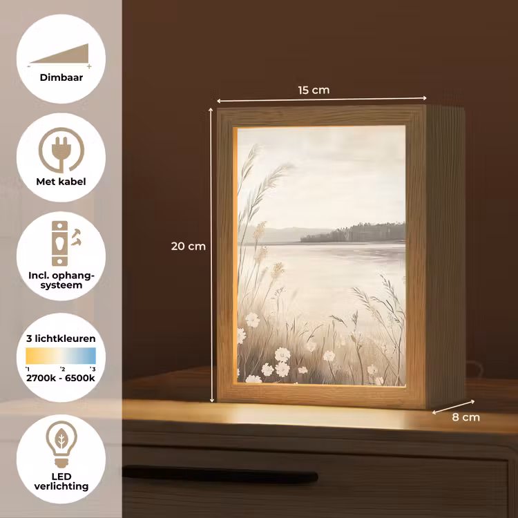 Meer - Water - Natuur - Beige Light Box met kabel (Tafellamp) klein -USP_NL