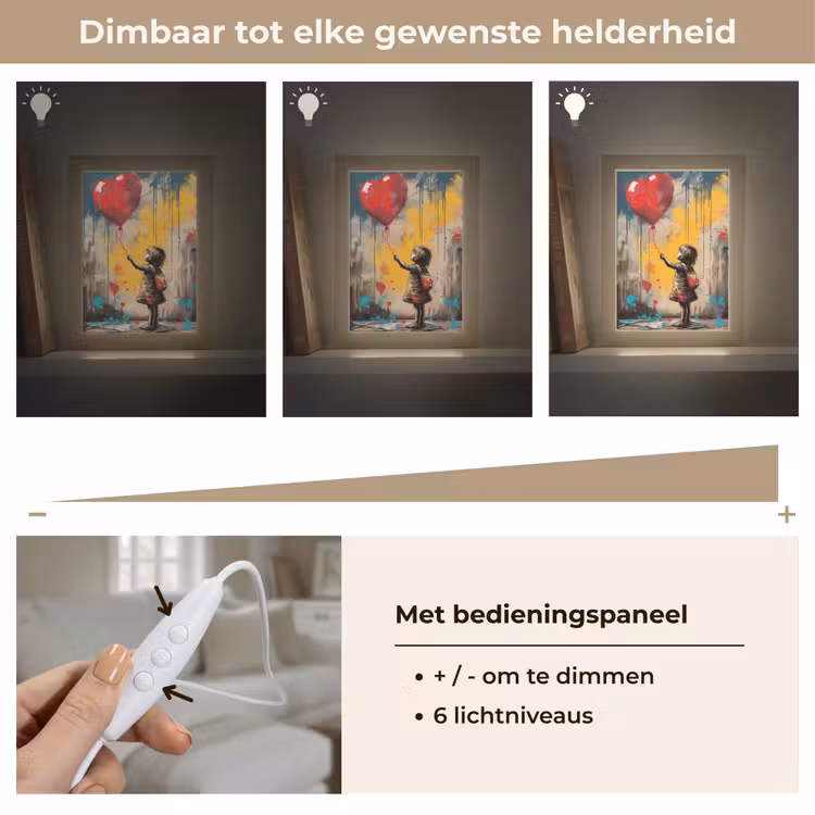 Meisje - Ballon - Hart - Graffiti Light Box met kabel (Tafellamp) klein -USP_dimbaarNL