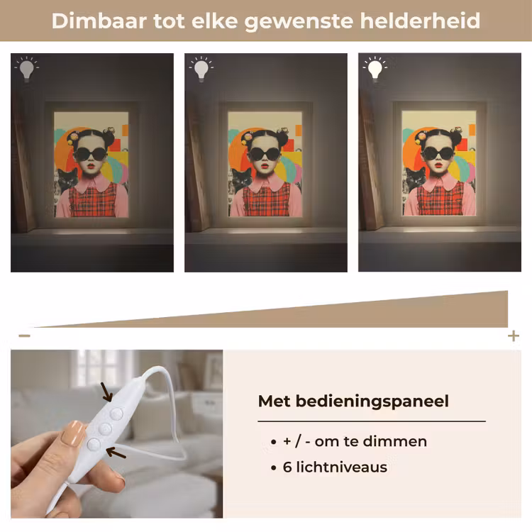 Meisje - Zonnebril - Kat - Retro Light Box met kabel (Tafellamp) klein -USP_dimbaarNL
