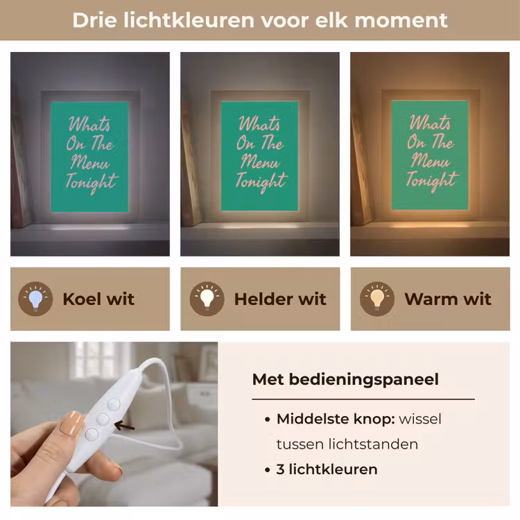 Menu - Quote - Roze Light Box met kabel (Tafellamp) klein -USP_lichtkleurNL