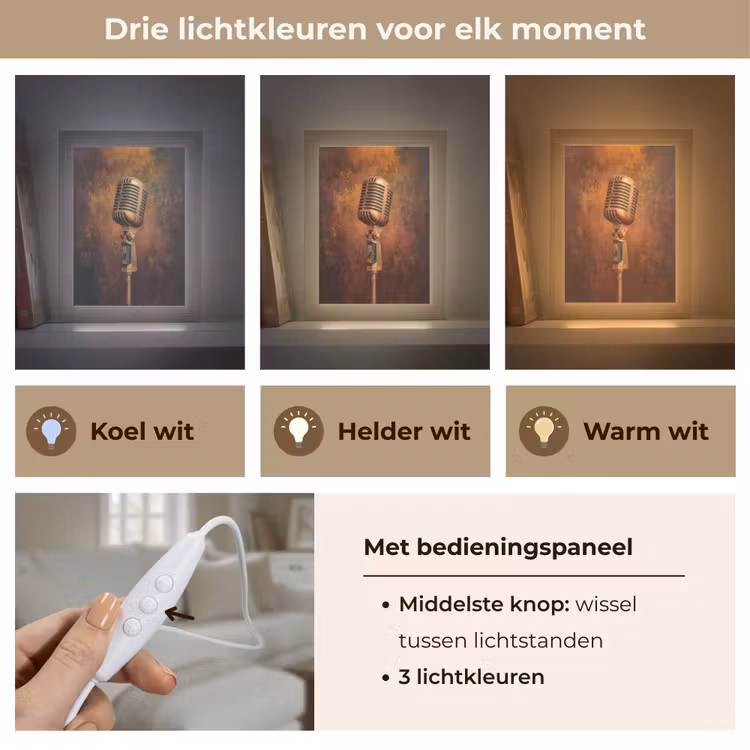 Microfoon - Bruin - Klassiek Light Box met kabel (Tafellamp) klein -USP_lichtkleurNL
