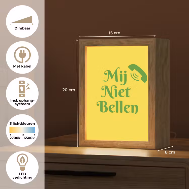 Mij niet bellen - Telefoon - Geel Light Box met kabel (Tafellamp) klein -USP_NL