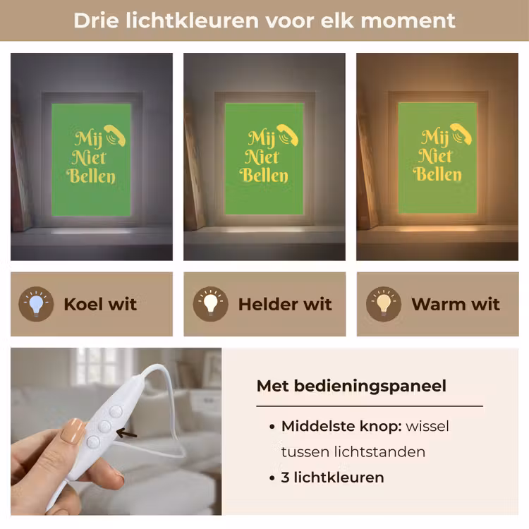 Mij niet bellen - Telefoon - Groen Light Box met kabel (Tafellamp) klein -USP_lichtkleurNL