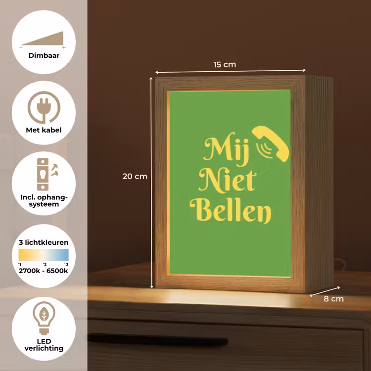 Mij niet bellen - Telefoon - Groen Light Box met kabel (Tafellamp) klein -USP_NL