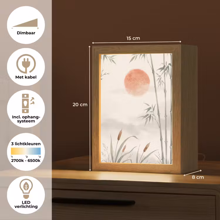 Minimalistisch - Bamboe - Groen Light Box met kabel (Tafellamp) klein -USP_NL