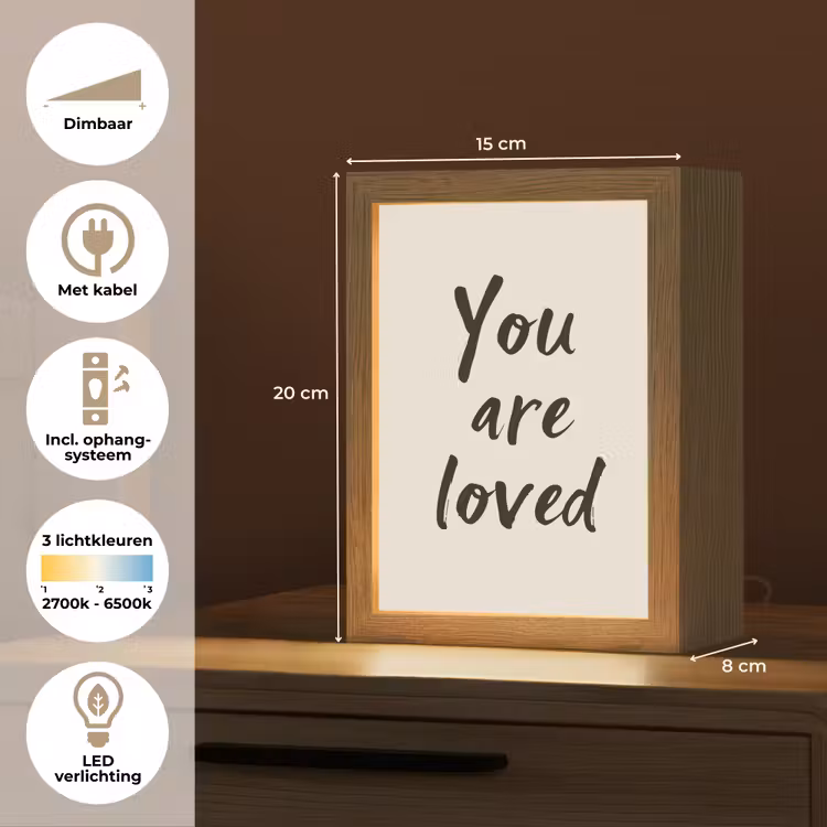 Minimalistisch - Beige - Love Light Box met kabel (Tafellamp) klein -USP_NL
