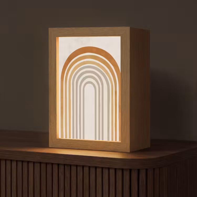 Minimalistisch - Boog - Lijnen - Beige Light Box met kabel (Tafellamp) klein -z3d_website