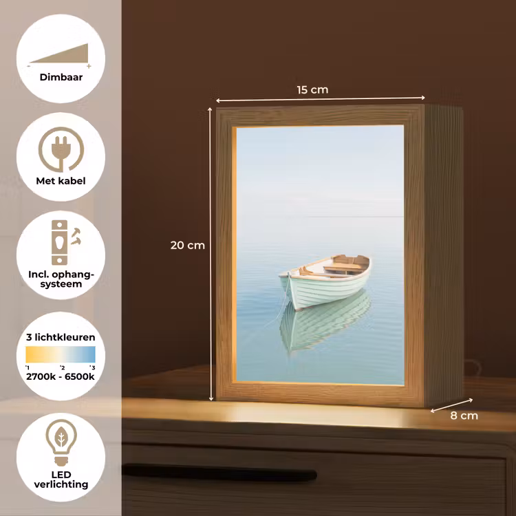 Minimalistisch - Boot - Zee Light Box met kabel (Tafellamp) klein -USP_NL