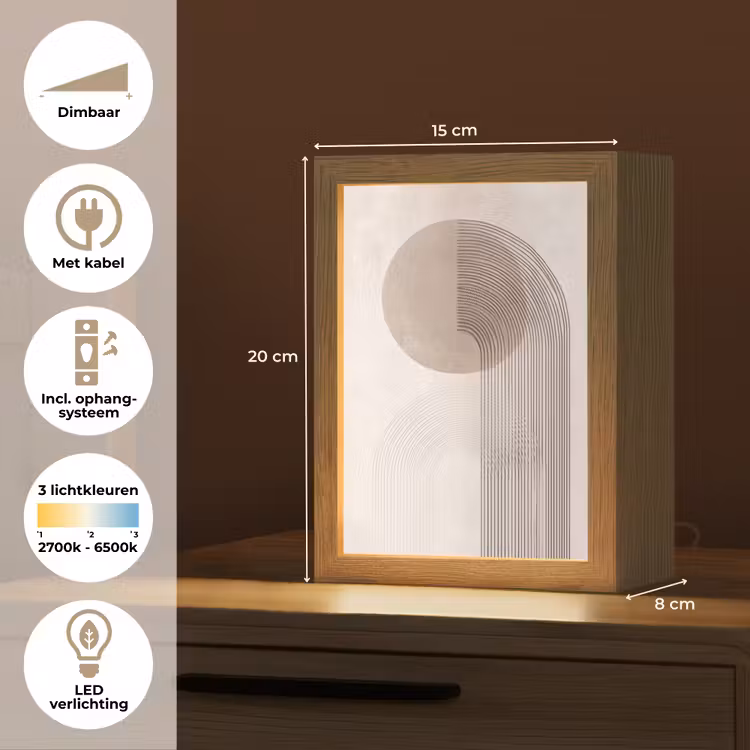 Minimalistisch - Cirkel - Lichtgrijs Light Box met kabel (Tafellamp) klein -USP_NL