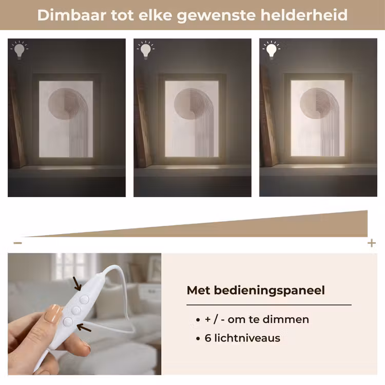 Minimalistisch - Cirkel - Lichtgrijs Light Box met kabel (Tafellamp) klein -USP_dimbaarNL