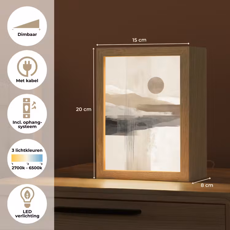 Minimalistisch - Landschap - Dimensie Light Box met kabel (Tafellamp) klein -USP_NL